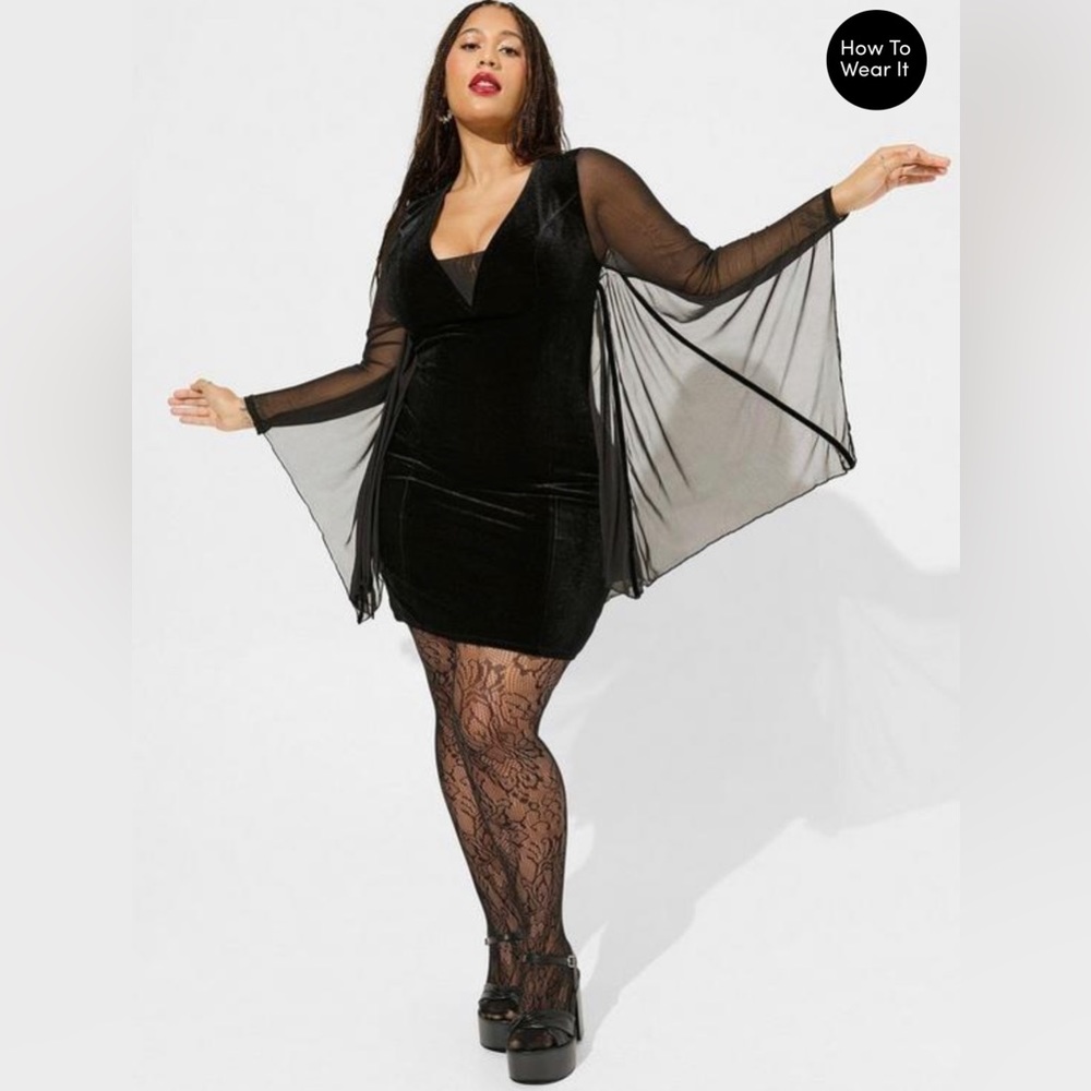 Bat Mini Stretch Velvet Dress (3x)